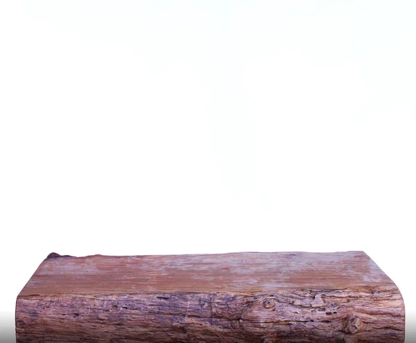 Старый деревянный стол на белом фоне — стоковое фото