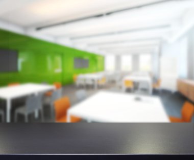 Ahşap masa üst arka planda Office 