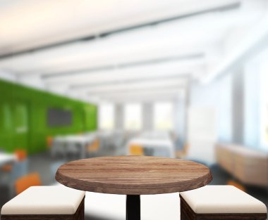 Ahşap masa üst arka planda Office 