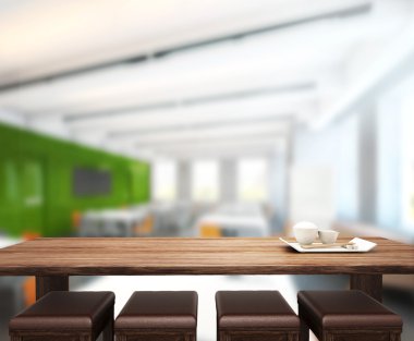 Ahşap masa üst arka planda Office 