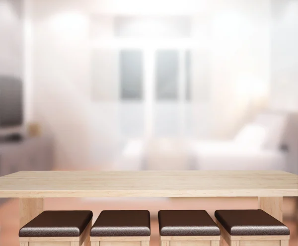 Fondo superior de la tabla de madera en dormitorio — Foto de Stock