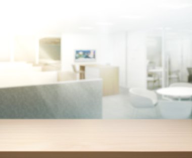 Bulanıklık arka planda Office ahşap masa