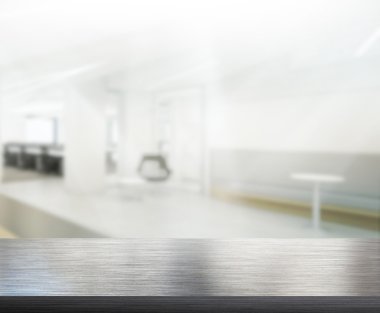 Bulanıklık arka planda Office ahşap masa