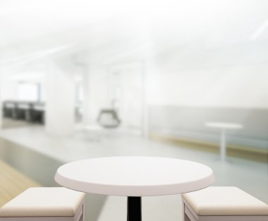 Bulanıklık arka planda Office ahşap masa