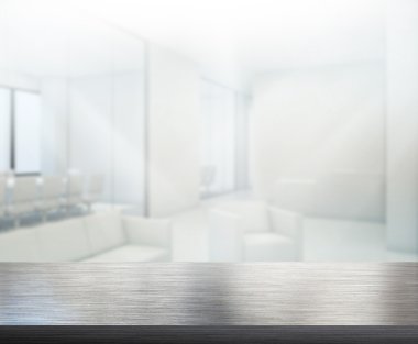 Bulanıklık arka planda Office ahşap masa