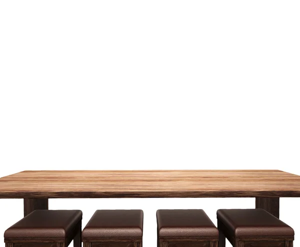 Holztisch mit weißem Hintergrund — Stockfoto