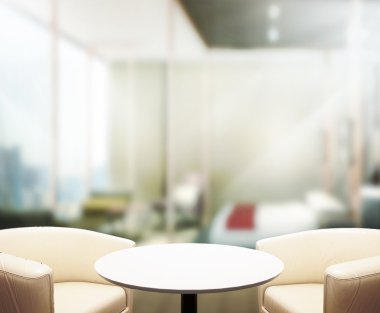 Ahşap masa üst arka plan içinde yatak odası 3d render