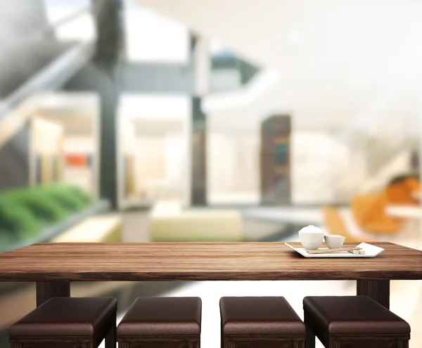 Wood Table  Top Background In Office 3d render — Stock Photo, Image