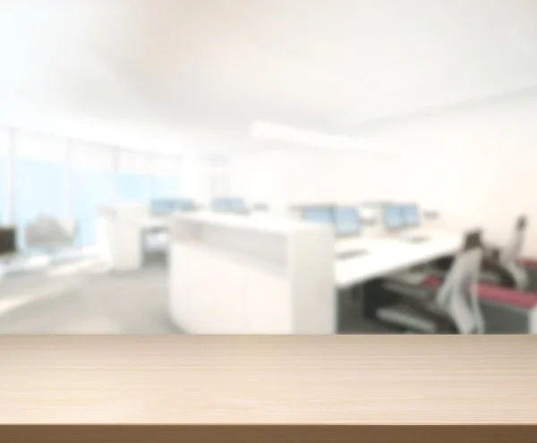 办公室木材表背景 3d 渲染 — 图库照片