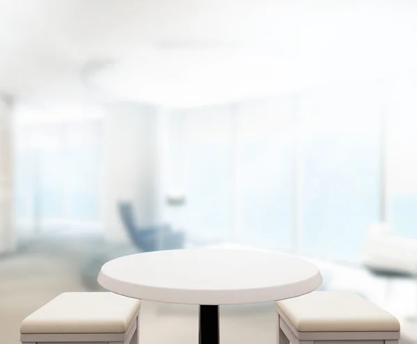Holz Tischplatte Hintergrund im Büro 3D-Renderer — Stockfoto