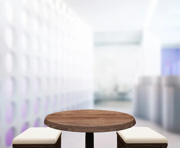 Drewna Table Top tło w Office renderowania 3d — Zdjęcie stockowe