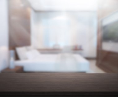 Masa üstü ve bulanıklık arka planda yatak odası 