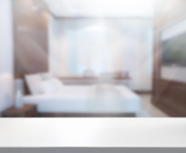 Masa üstü ve bulanıklık arka planda yatak odası 