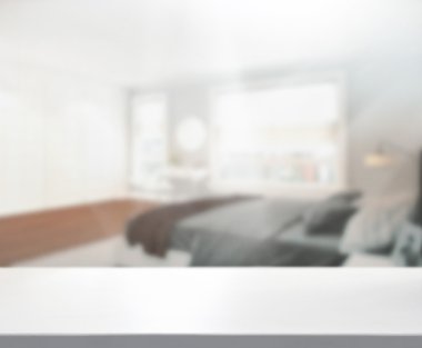 Masa üstü ve bulanıklık arka planda yatak odası 