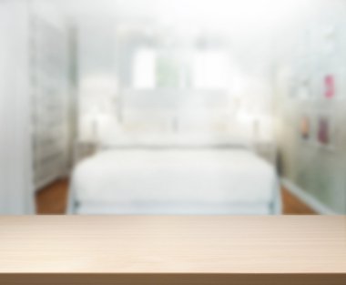 Masa üstü ve bulanıklık arka planda yatak odası 