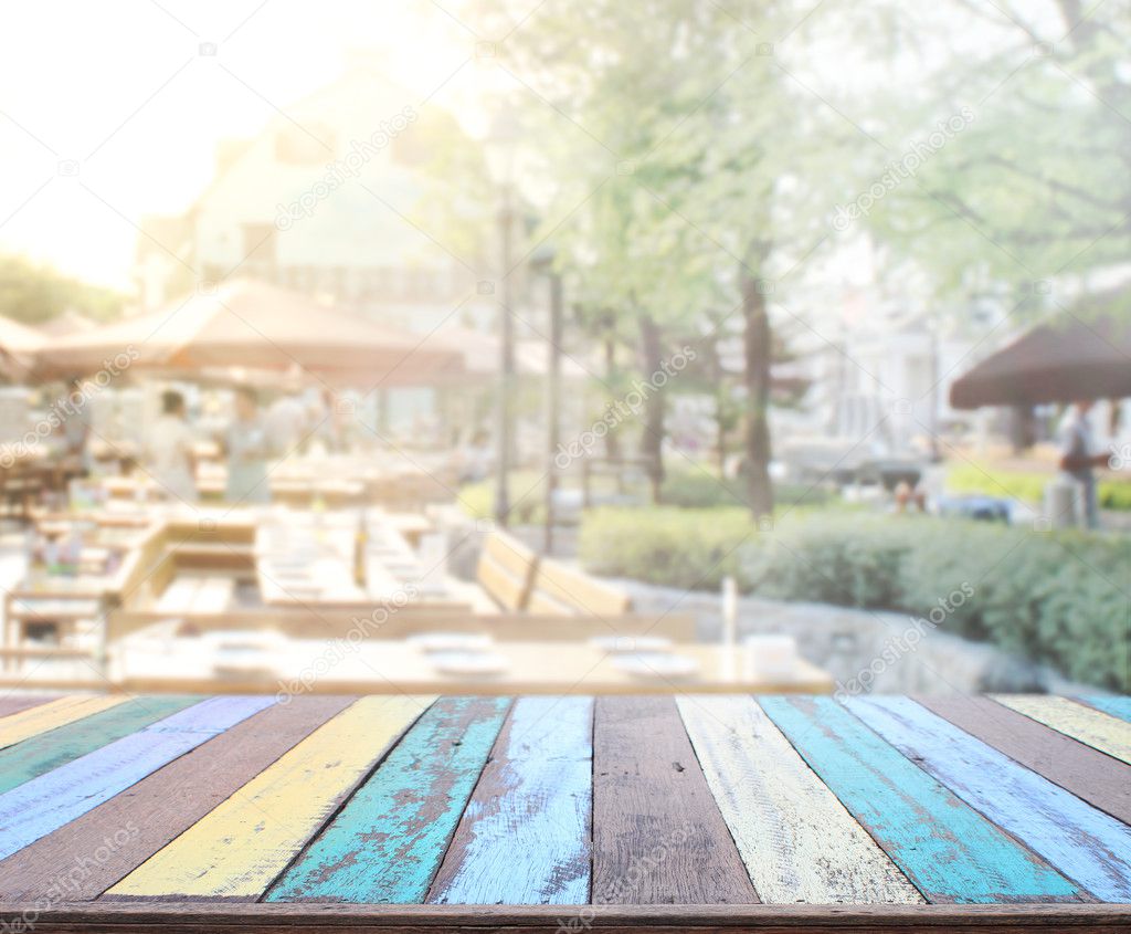 Table Top And Blur Building Background