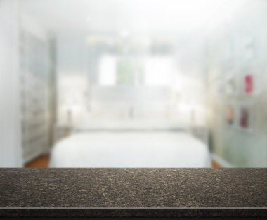 Masa üstü ve bulanıklık arka planda yatak odası 