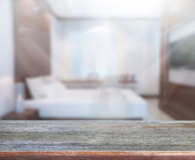 Masa üstü ve bulanıklık arka planda yatak odası 