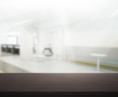 Bulanıklık arka planda Office ahşap masa