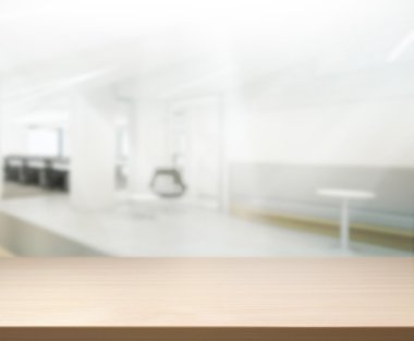 Bulanıklık arka planda Office ahşap masa