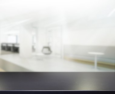 Bulanıklık arka planda Office ahşap masa