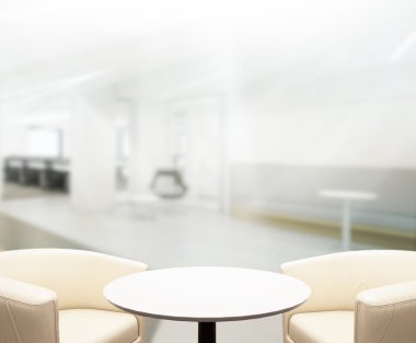 Bulanıklık arka planda Office ahşap masa