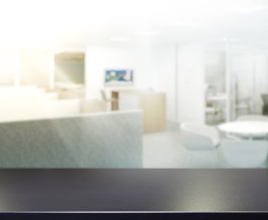 Bulanıklık arka planda Office ahşap masa