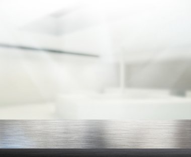 Bulanıklık arka planda Office ahşap masa