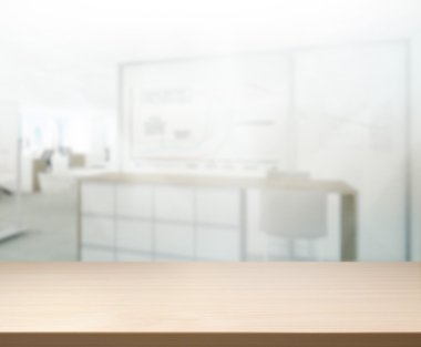 Bulanıklık arka planda Office ahşap masa