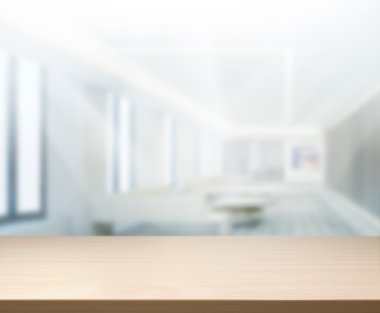 Bulanıklık arka planda Office ahşap masa