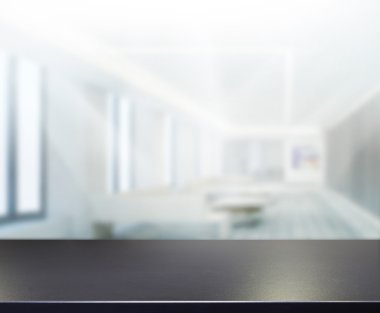 Bulanıklık arka planda Office ahşap masa