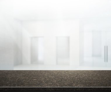 Bulanıklık arka planda Office ahşap masa