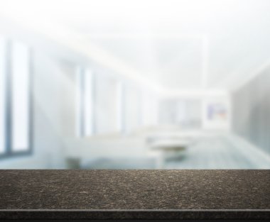 Bulanıklık arka planda Office ahşap masa