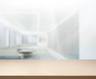 Bulanıklık arka planda Office ahşap masa
