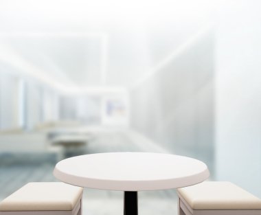 Bulanıklık arka planda Office ahşap masa