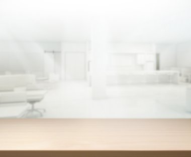 Bulanıklık arka planda Office ahşap masa