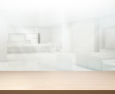 Bulanıklık arka planda Office ahşap masa