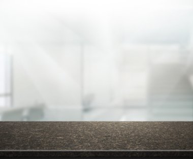 Bulanıklık arka planda Office ahşap masa