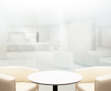 Bulanıklık arka planda Office ahşap masa