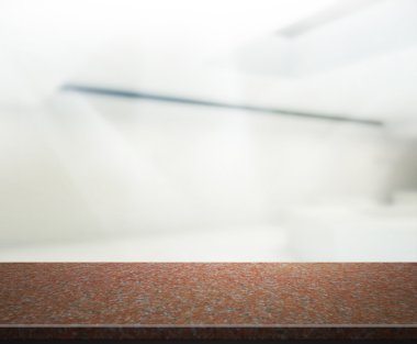 Bulanıklık arka planda Office ahşap masa