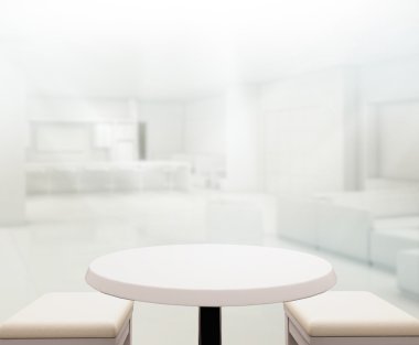 Bulanıklık arka planda Office ahşap masa