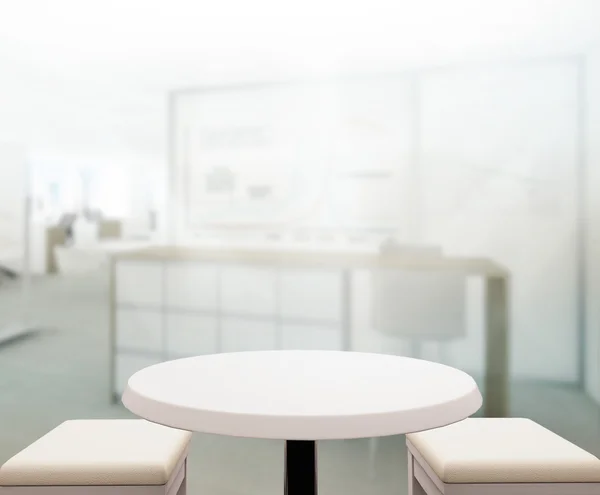 Wood Table Of Blur Background in Office