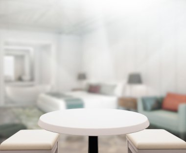 Masa üstü ve bulanıklık arka planda yatak odası 