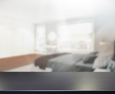 Masa üstü ve bulanıklık arka planda yatak odası 