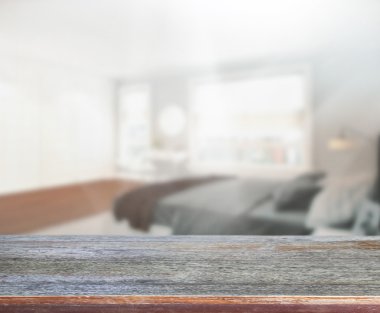 Masa üstü ve bulanıklık arka planda yatak odası 