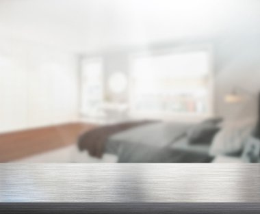 Masa üstü ve bulanıklık arka planda yatak odası 