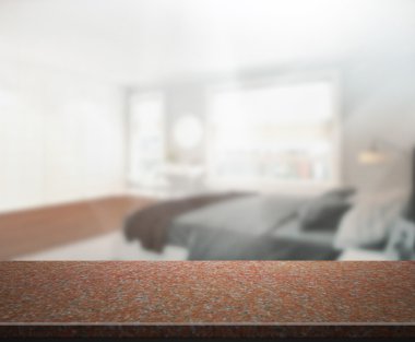 Masa üstü ve bulanıklık arka planda yatak odası 