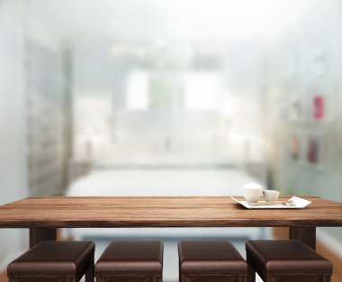 Masa üstü ve bulanıklık arka planda yatak odası 