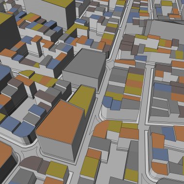 Çizgi film kasaba kuş gözü görünümü kentsel arka plan