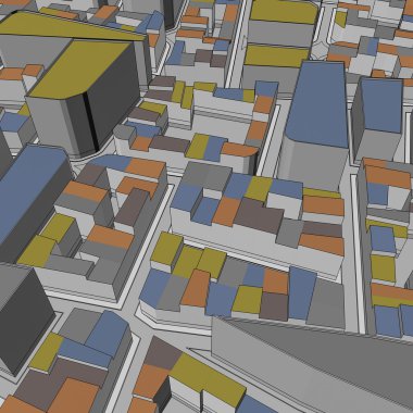 Çizgi film kasaba kuş gözü görünümü kentsel arka plan